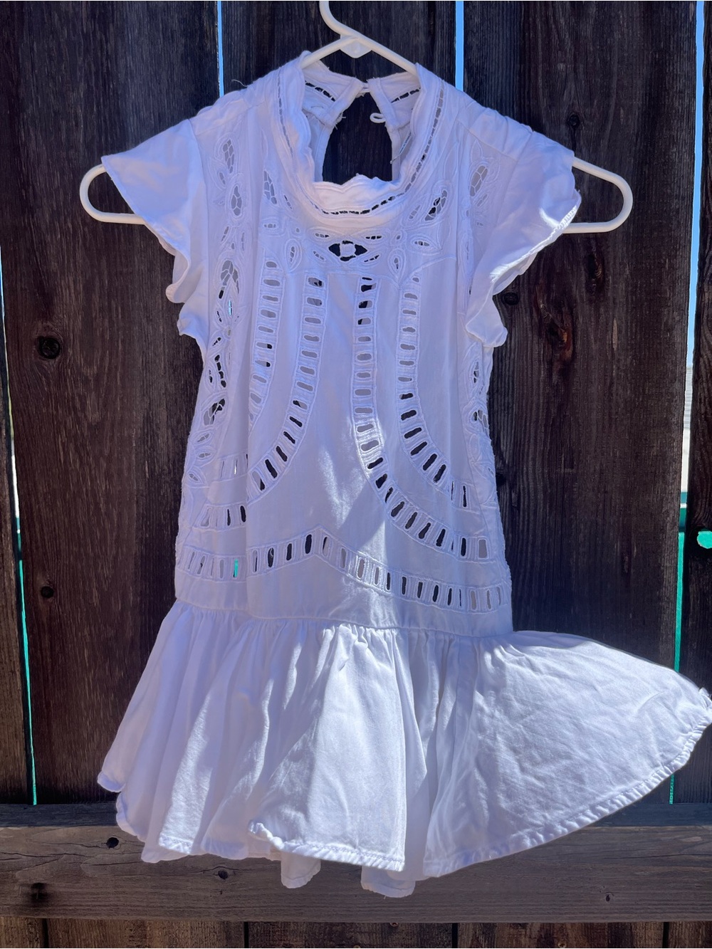 Free People White Eyelet Ruffle Top